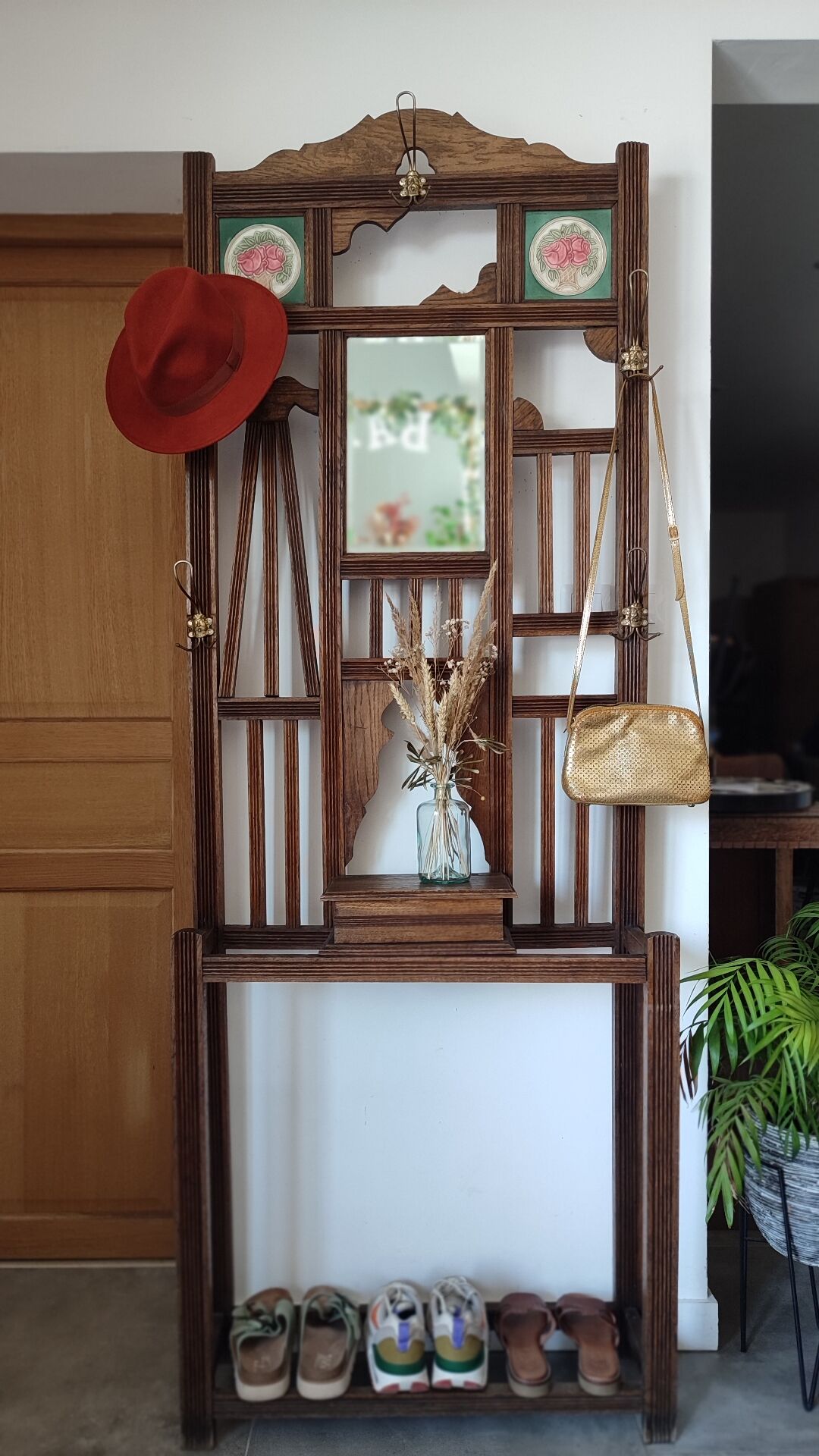Porte manteau chêne art déco