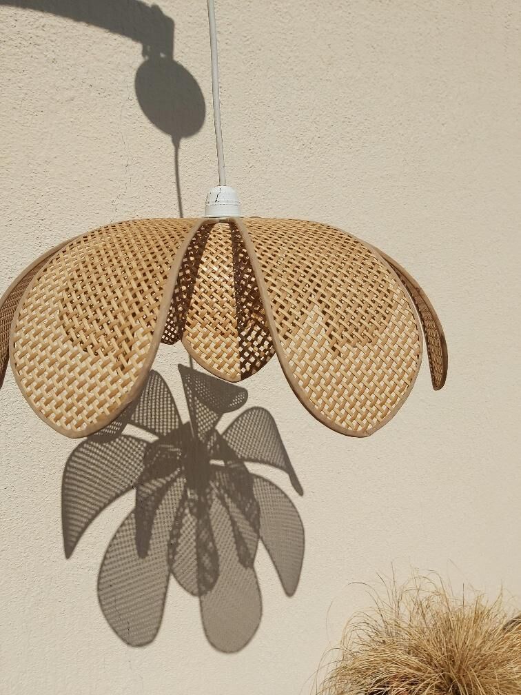 Vintage rattan canning flower suspension