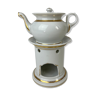 White herbal tea pot with golden lines