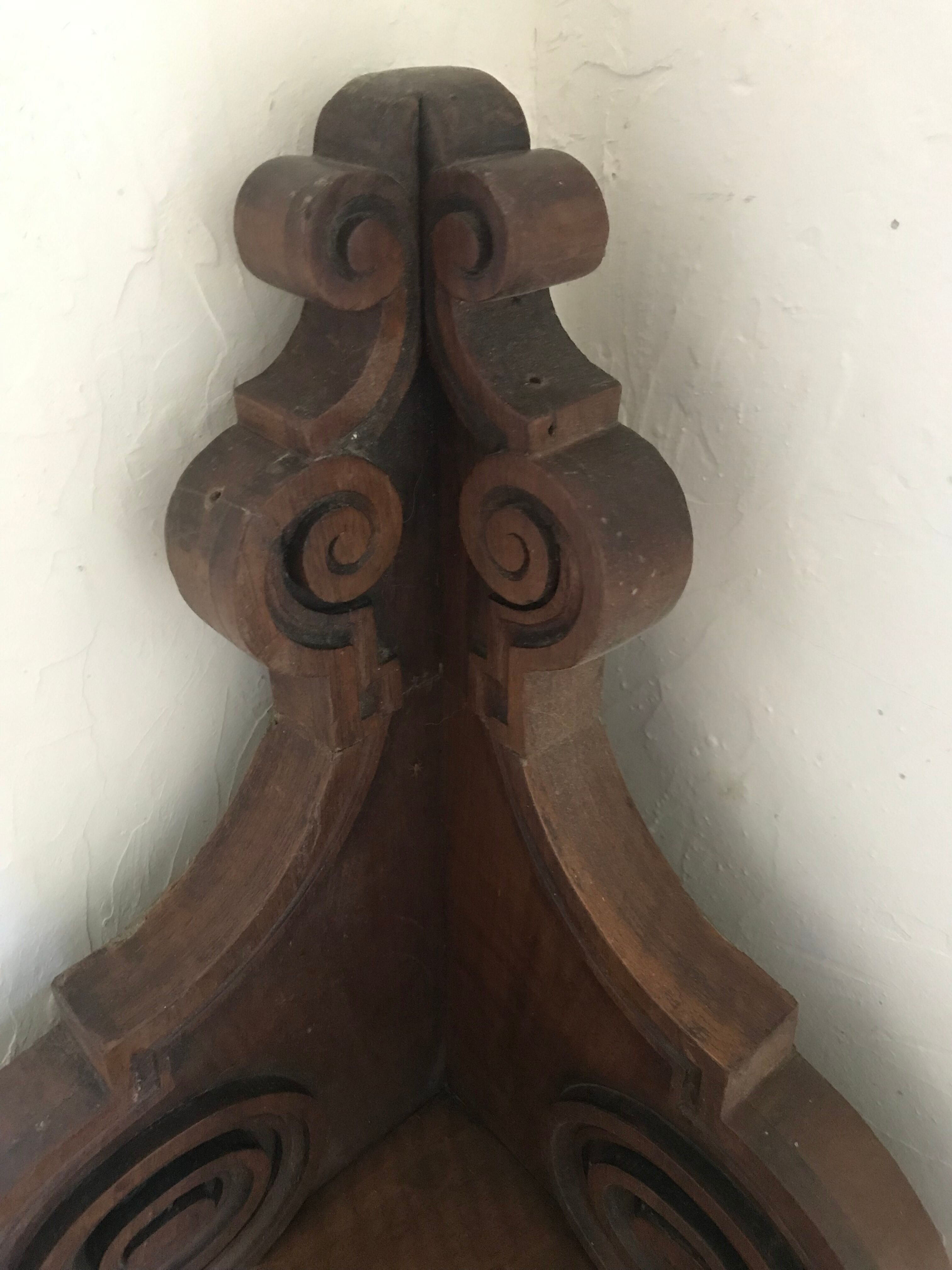 Old carved wooden shelf 75cm