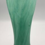Vintage speckled green marbled glass vase, art nouveau