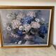Large hydrangea painting with gilded wooden frame