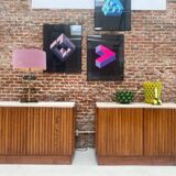 Contemporary Birch and Oak Sideboards with Travertine Top by LA Studio