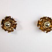 Pair of floral gilt metal wall sconces, Hans Kögl, 1970s