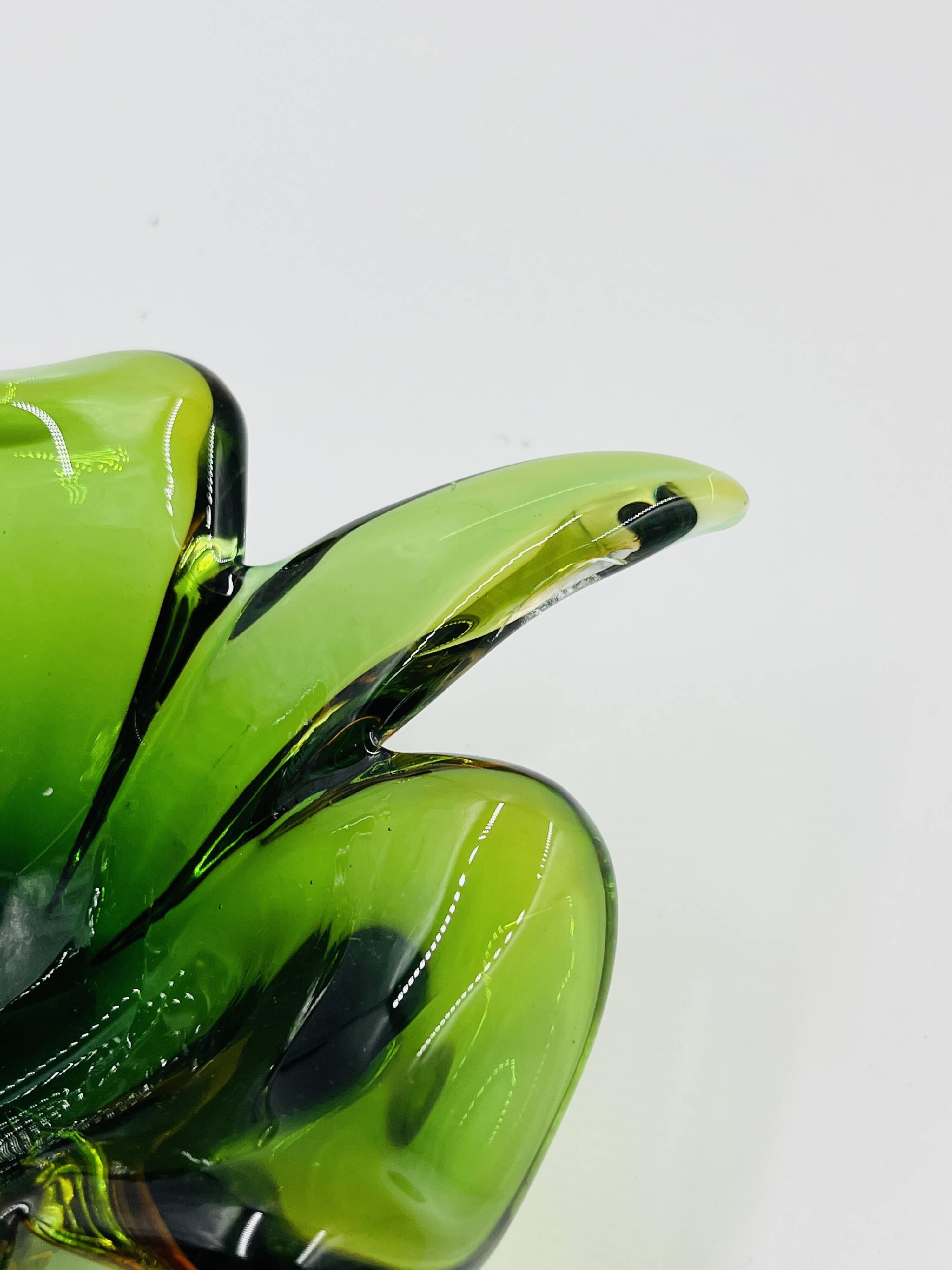 Biomorphic glass bowl from Murano attributed to Flavio Poli.