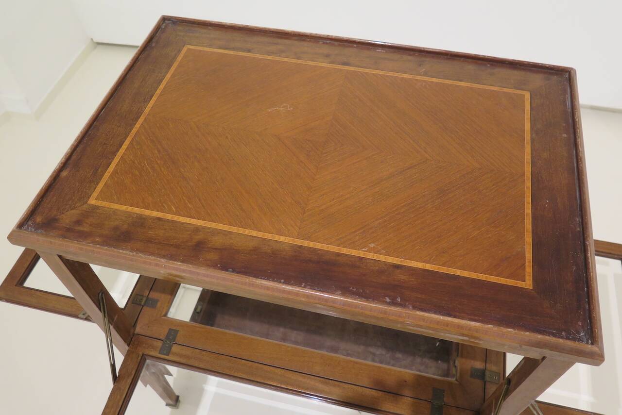 Marquetry table with display case