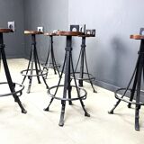 Vintage brutalist wrought iron bar stools, 1970s - set of 6
