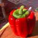 Vintage pepper slip / red and green ceramic covered pot / sugar bowl