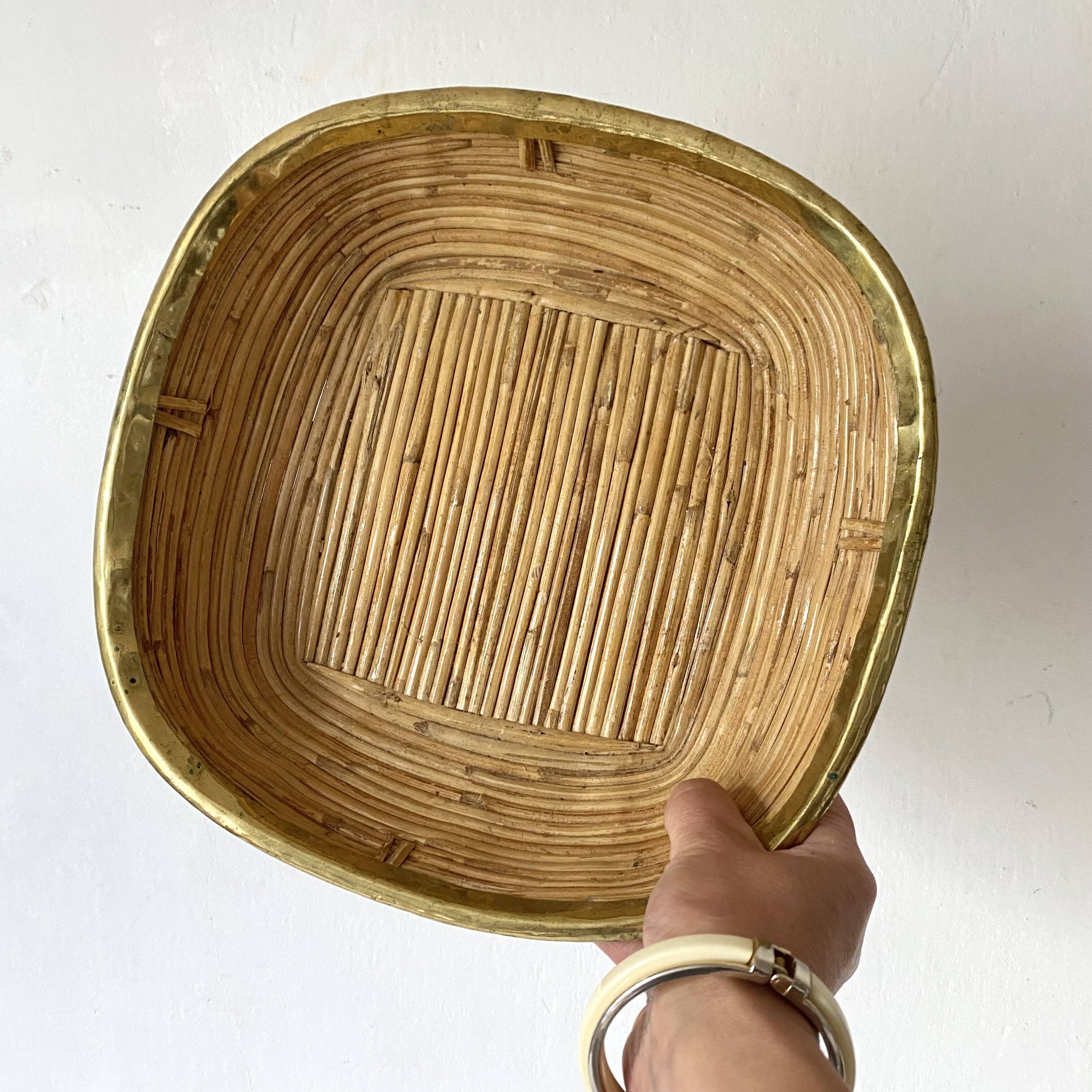 Rattan and brass basket 1960
