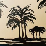 Watercolour painting in two colours signed "Twilight on the Nile"