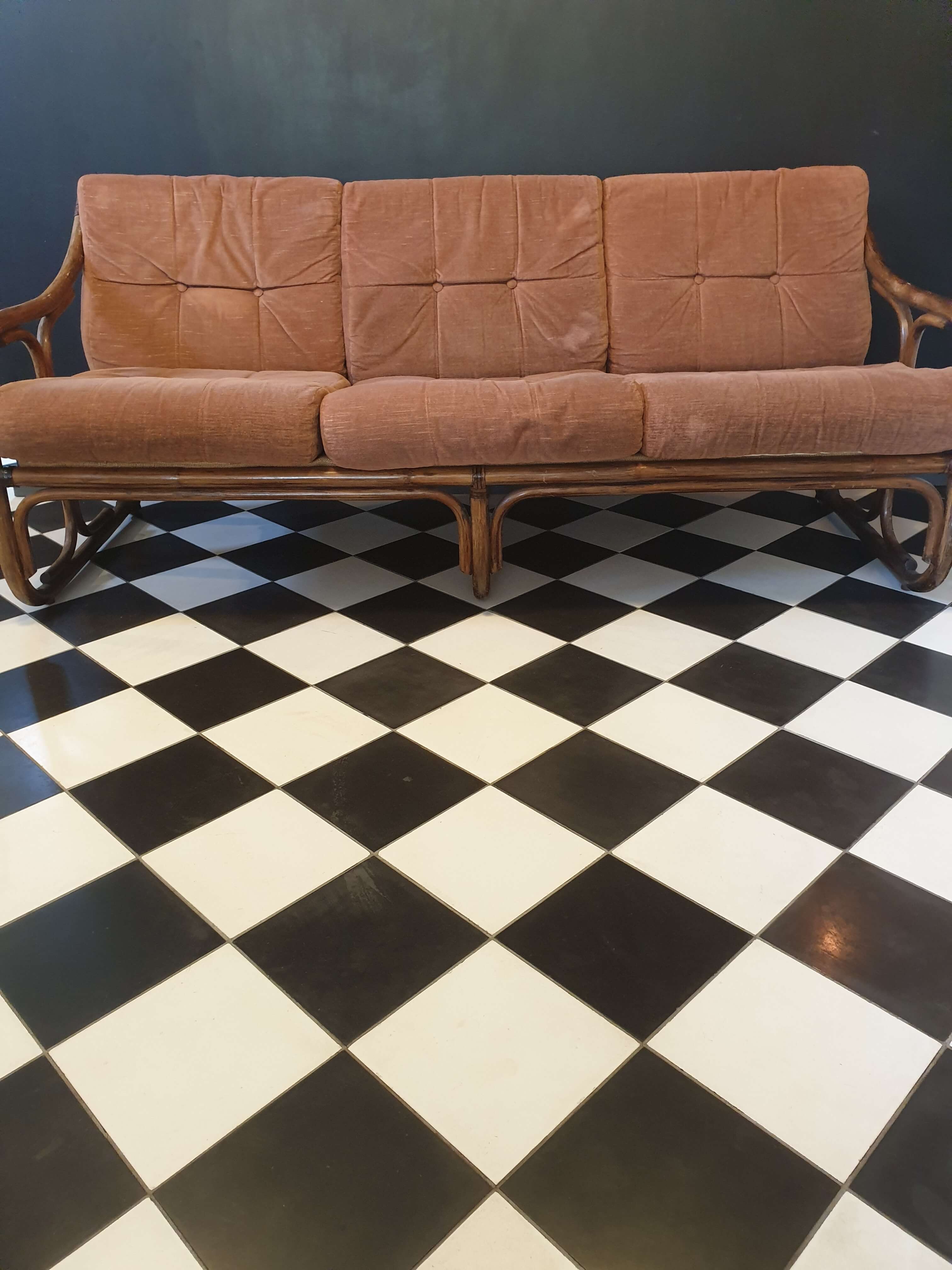 3-seater bamboo sofa