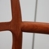 Vintage armchair in teak and black leather - Model 64 - Möller - Denmark '60's