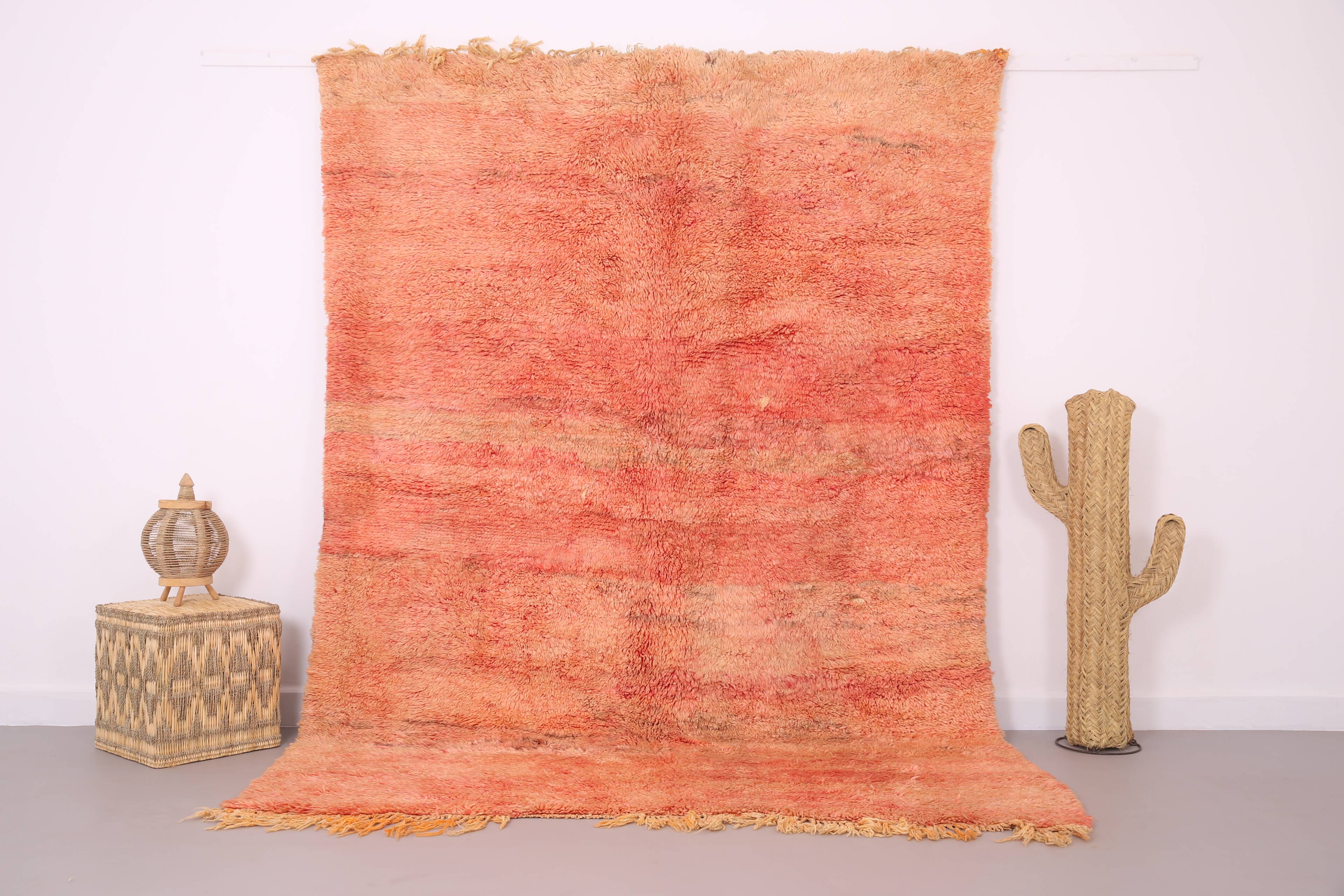 Tapis marocain vintage fait main 196 x 280 cm - Tapis marocain couleur pêche - Berbère