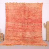 Tapis marocain vintage fait main 196 x 280 cm - Tapis marocain couleur pêche - Berbère