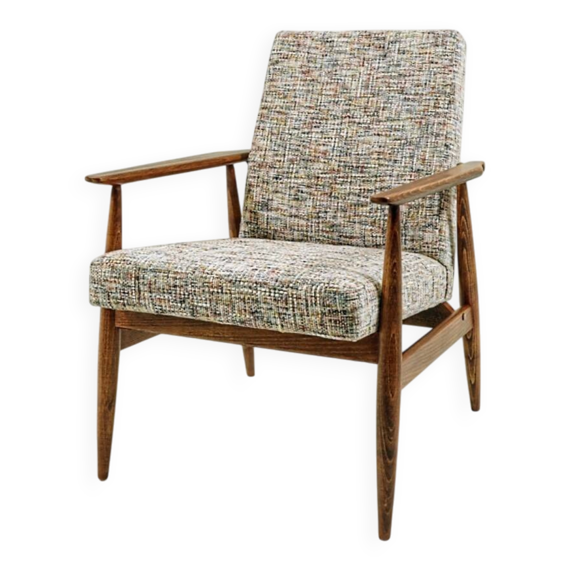Vintage armchair mid-century modern design knitted fabric