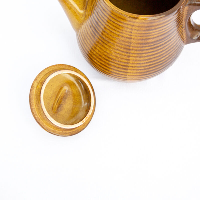 Striped stoneware teapot