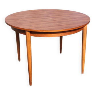 Ancienne table ronde à rallonges style scandinave années 1960