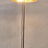 Danish adjustable teak floor lamp with tripod brass foot, 1960s