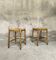 Paire de tabourets vintage en bois et paille