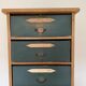 Notary desk with blue flaps, also known as a card index.