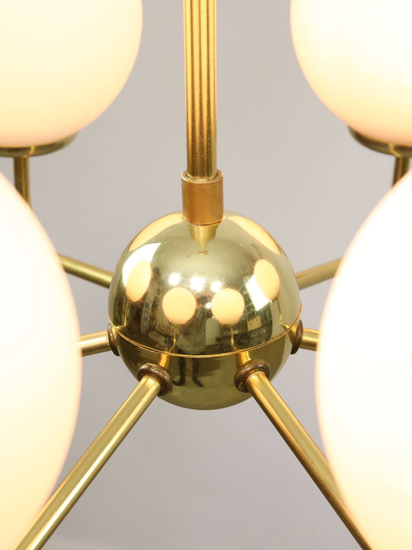 Mid-century Upward Sputnik Golden Chandelier, 60s