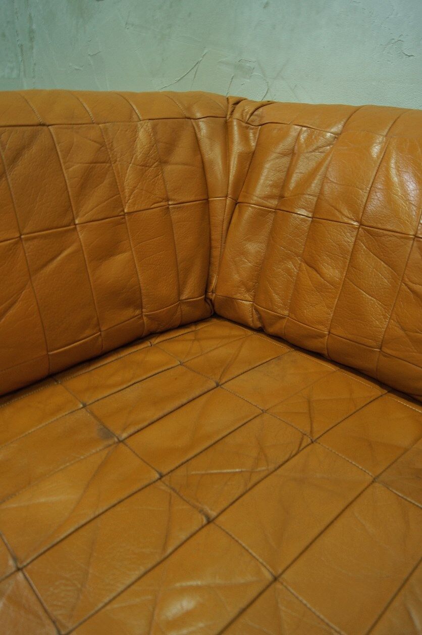 Canapé modulaire en cuir patchwork italien années 1970