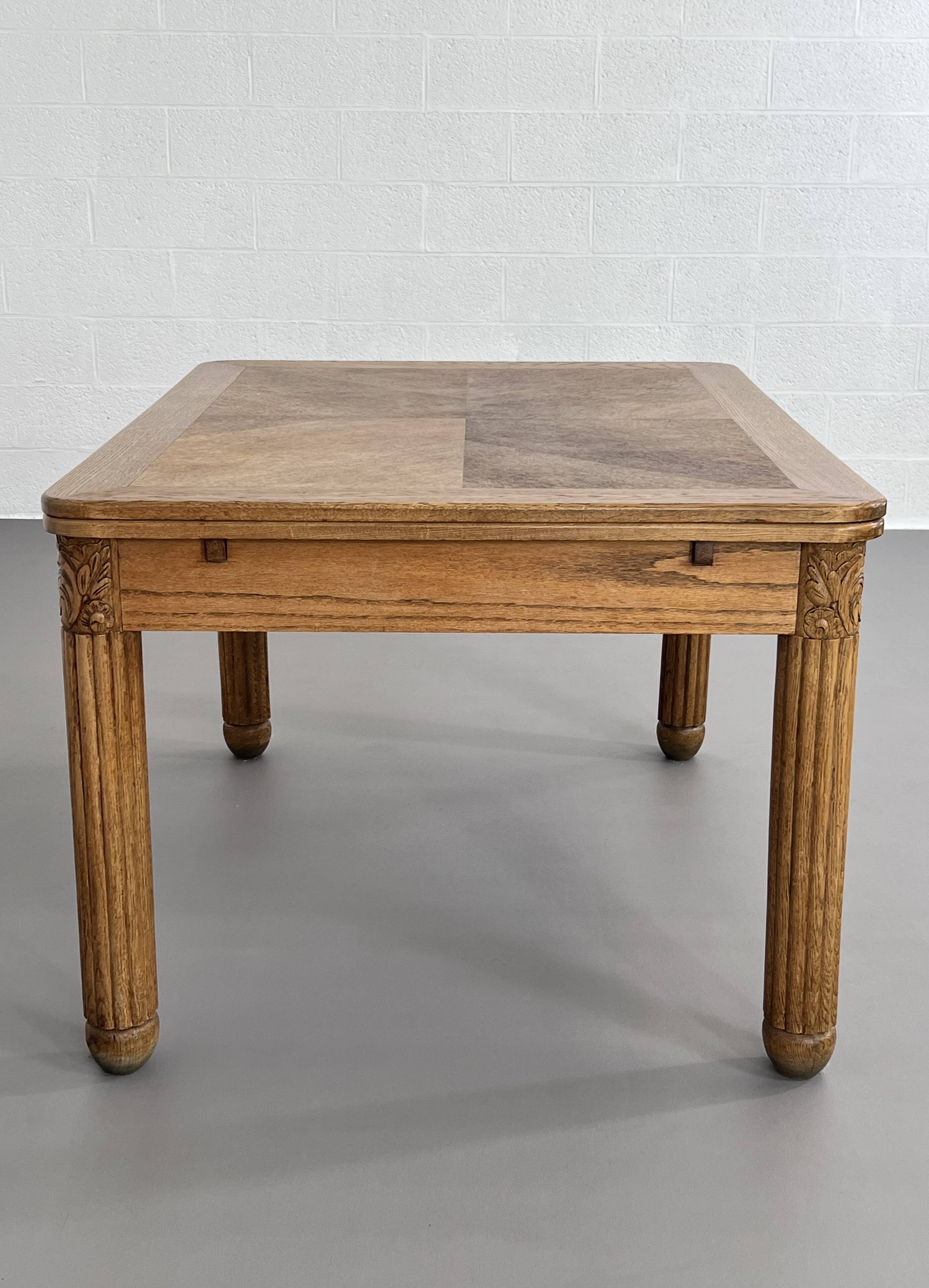 Rectangular dining table in oak and extendable early twentieth century