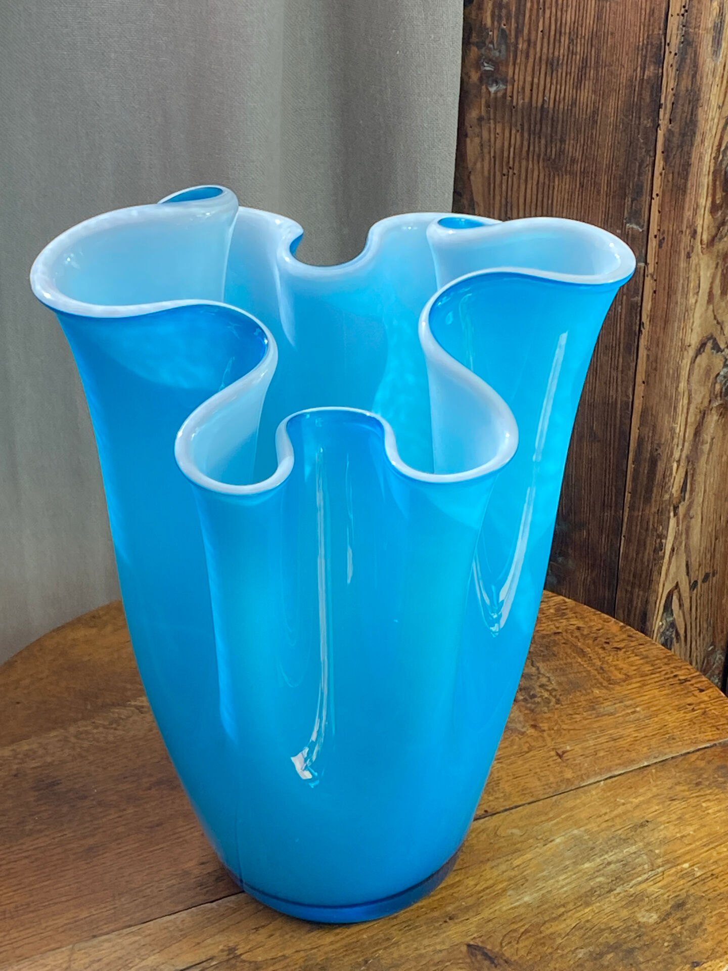 Large multi-layer glass handkerchief vase