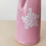 Vase pichet rose Sarreguemines peint à la main vers 1900