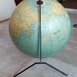 Old terrestrial globe world map Taride metal feet