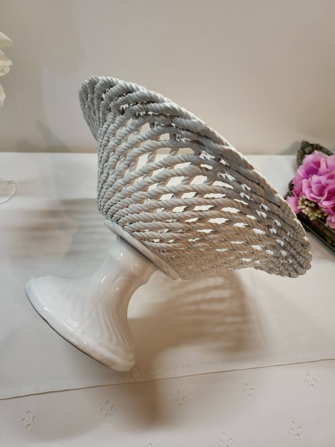 Coupe à Fruits Compotier en Céramique Tressée