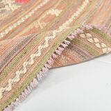 6x8 Light Green Brown Turkish Kilim Rug, 173x260Cm