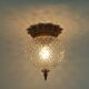 Midcentury ceiling light massive belgium textured glass gold-plated alu 70s