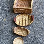 4 paniers en rotin et osier