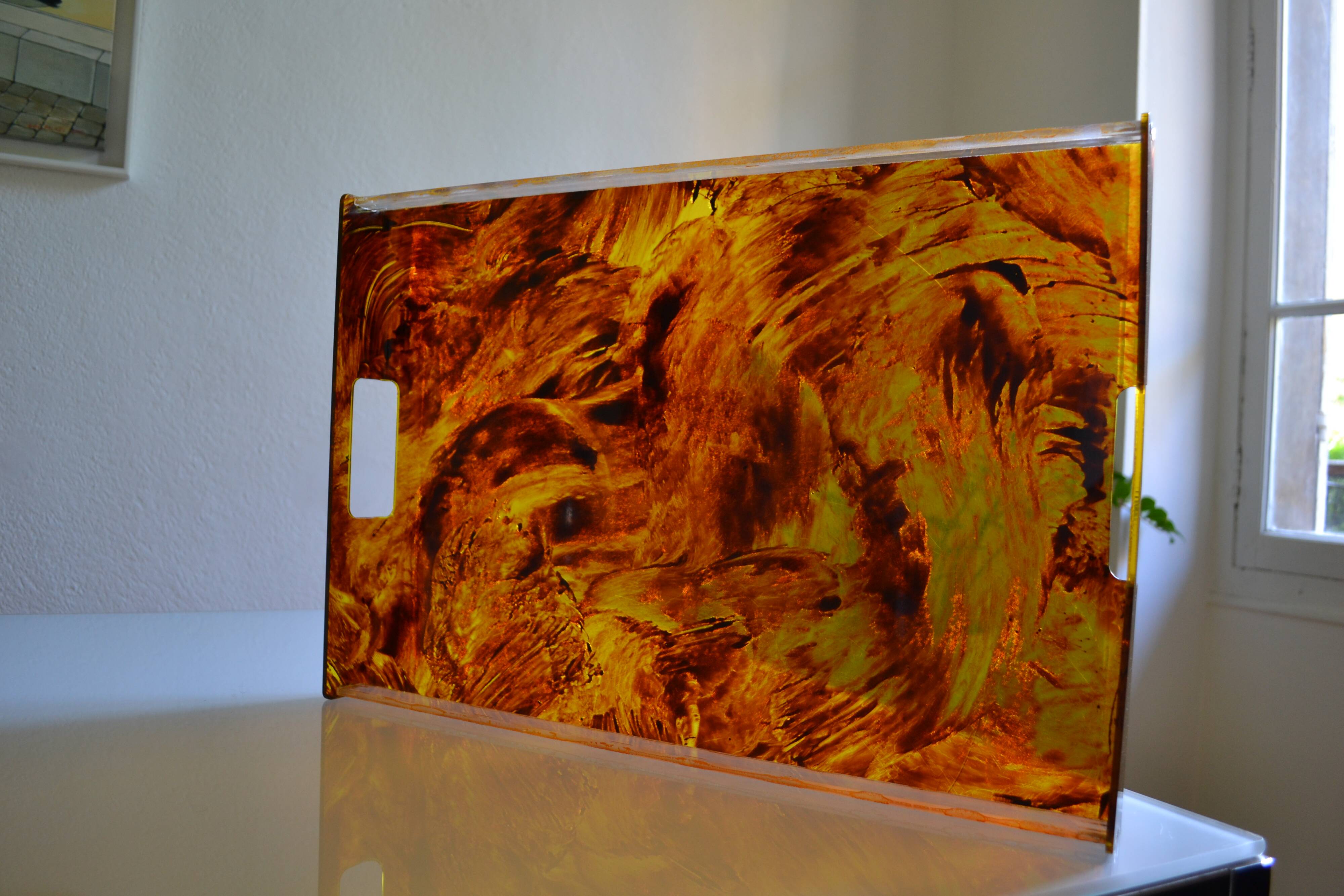 Acrylic plateau with tortoiseshell pattern Jansen Mercier Willy Rizzo