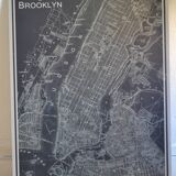 Map of New York & Brooklyn, silkscreen print on metal plate, 70 x 49 cm