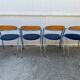 Set of 4 chairs with armrest Effezeta chrome blue fabric and wood an2000