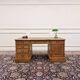 Bureau en teck anglais classique avec cuir marron