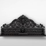 Richly carved baroque black wooden sculptured shelf, France ca. 1850