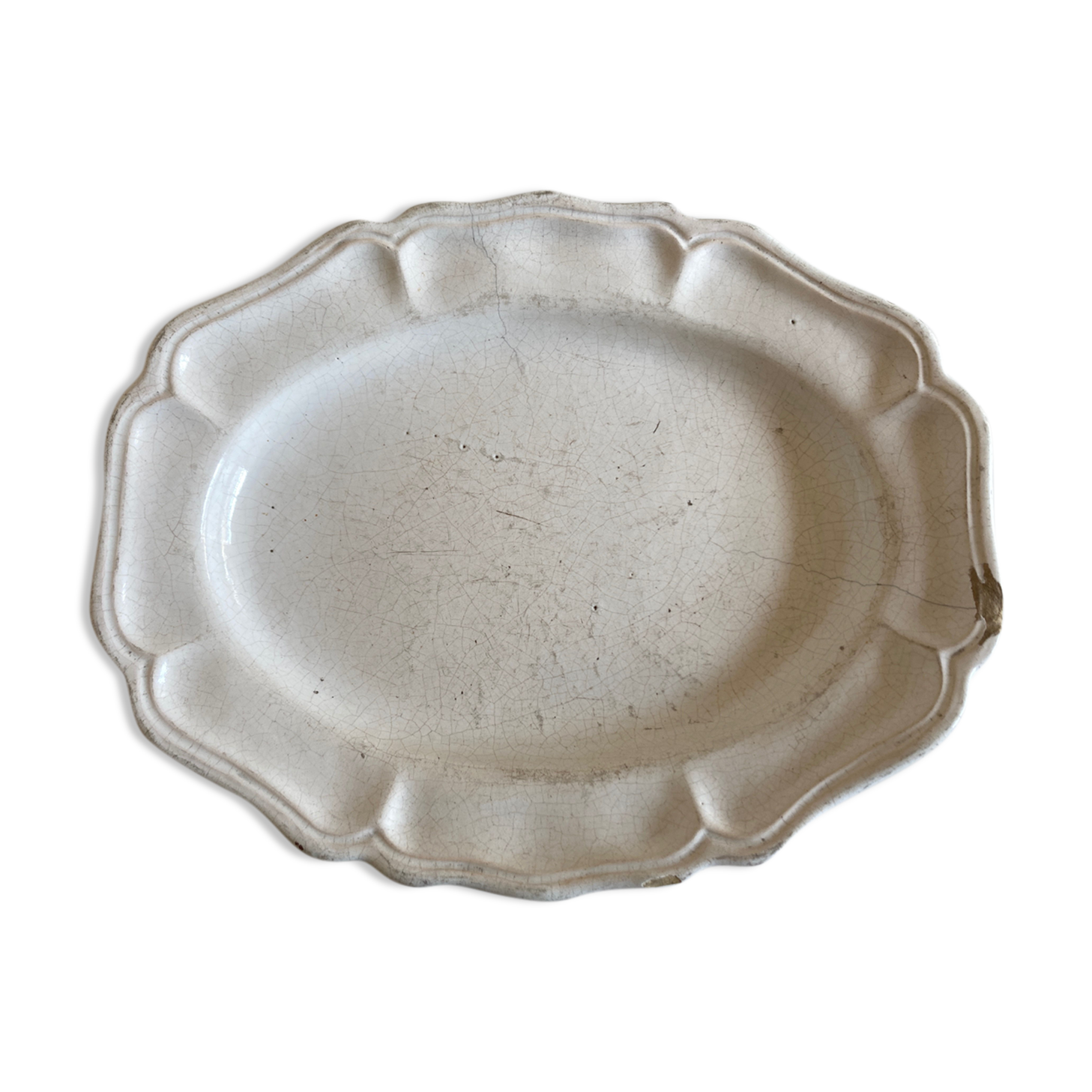 Flat centerpiece with godrons in glazed earth Moustiers 18th