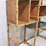 Bamboo Bookcase with Smoked Glass Shelves by Vivai del Sud, Italy