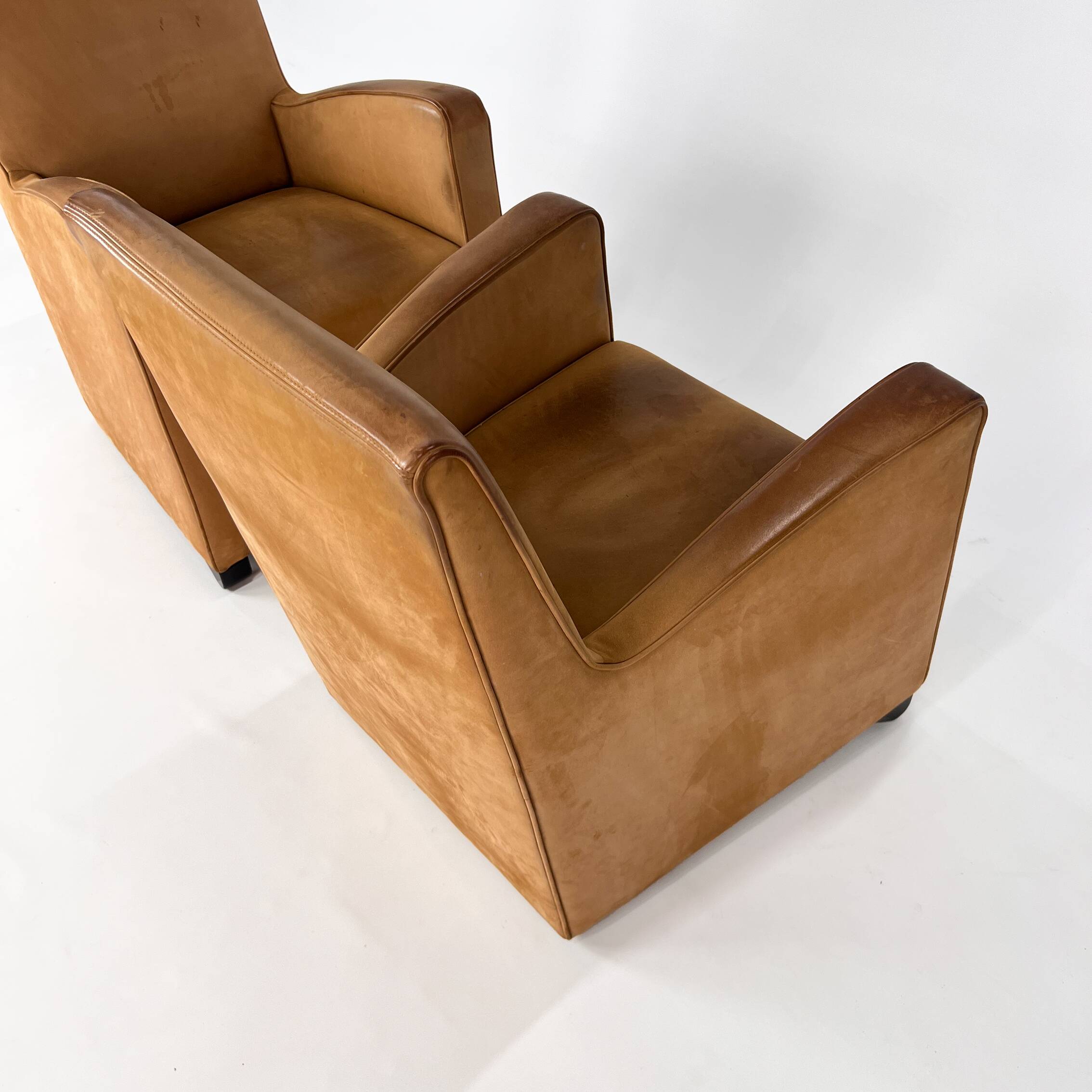 Set of 2 Wittmann ‘Duke’ Suède armchairs by Hannes Wettstein, 1990s