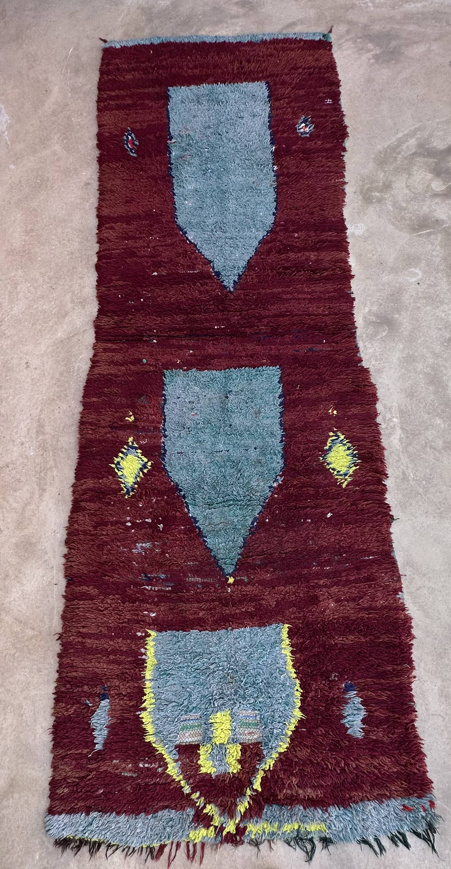 Red Boujad Moroccan rug - 110 x 323 cm