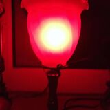 Brass bedside lamp Tulip lampshade