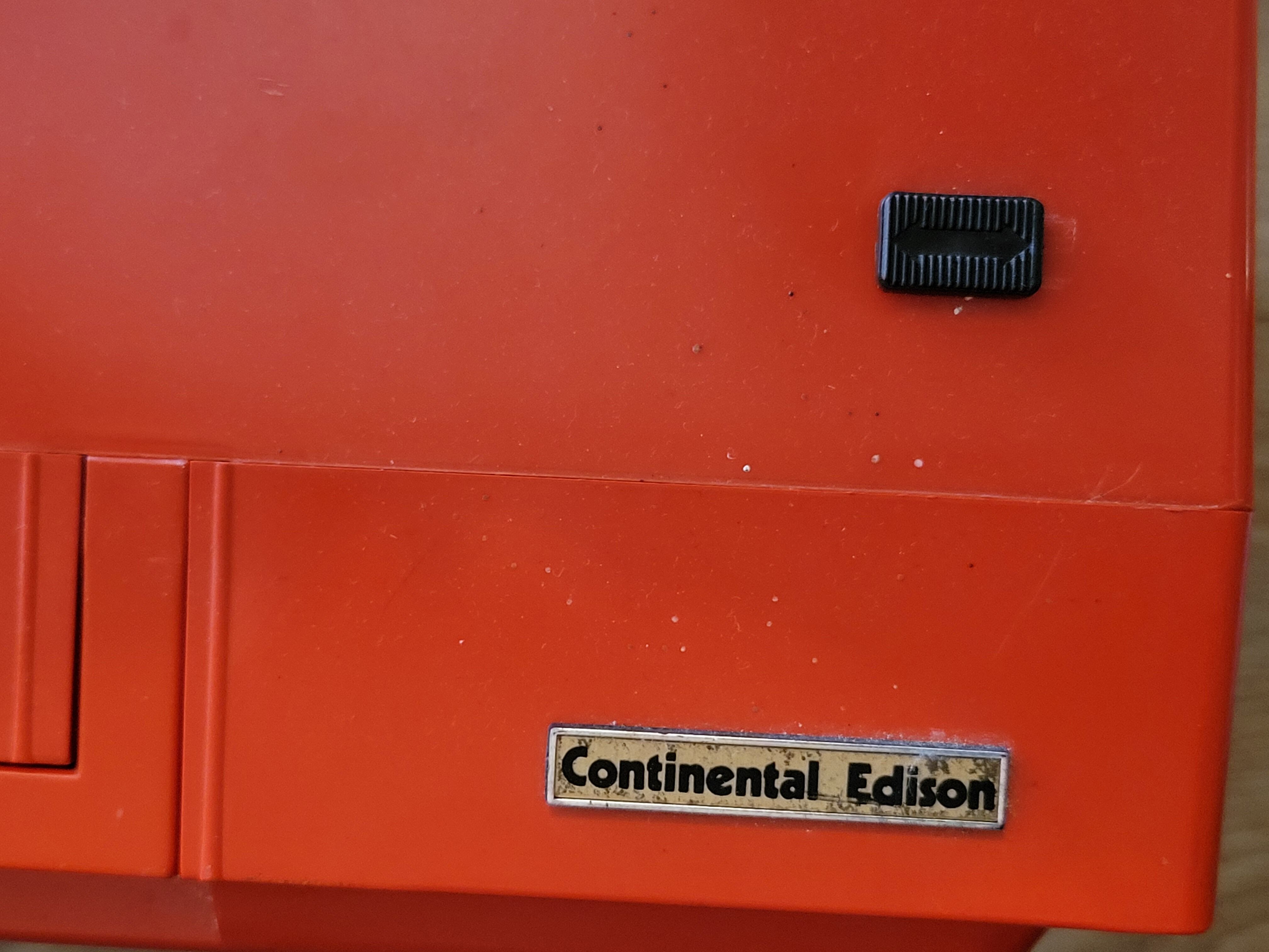 Vintage stereo electrophone record player Continental Edison red orange