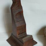 Bust of a woman "the elegant"XIXth in painted plaster signed on its solid wood base