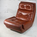 Easy chair "space age". Jean Prévost, France, leather, circa 1970