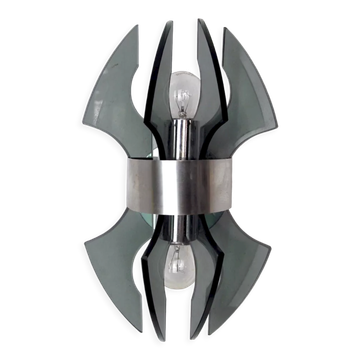 Veca wall lamp, carved murano glass, italy, 1970