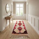 Red and beige Berber hallway rug 75 x 280 cm