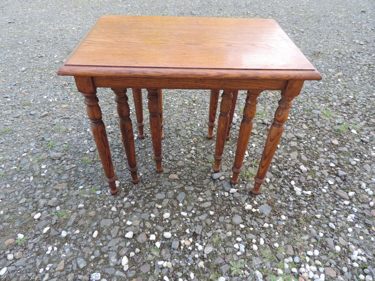 3 oak trundle tables